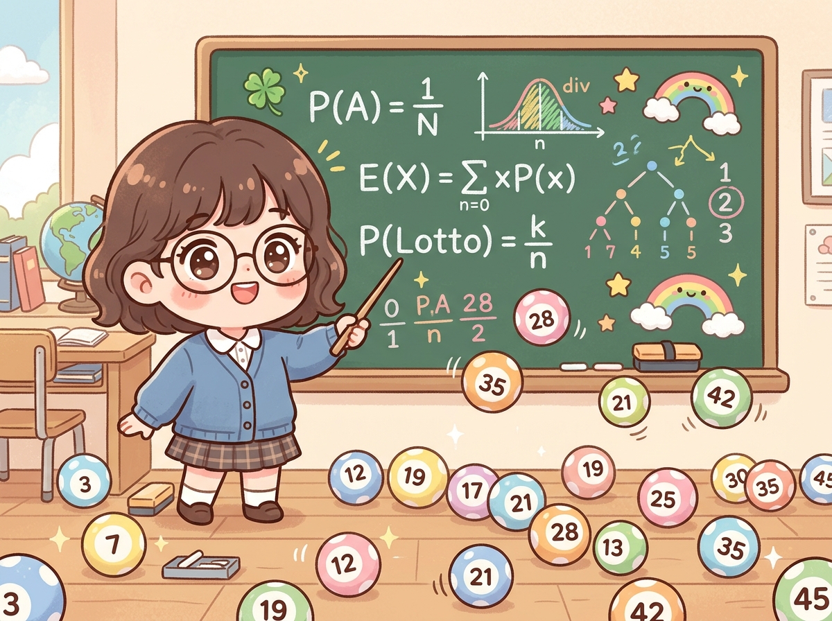 확률과 통계를 설명하는 똑똑한 귀여운 캐릭터 일러스트